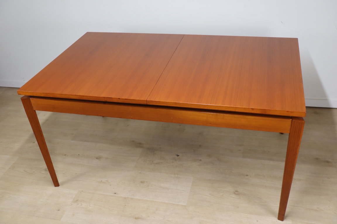 Table de repas vintage extensible en teck, 1960