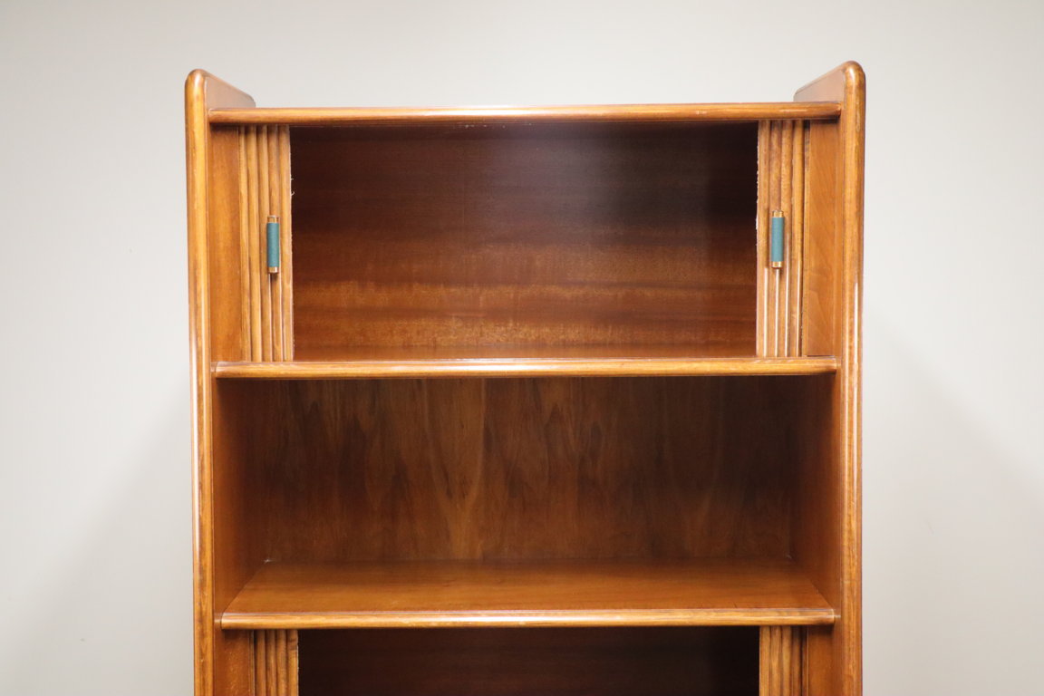 Bibliothèque vintage à portes coulissantes en bois, 1960