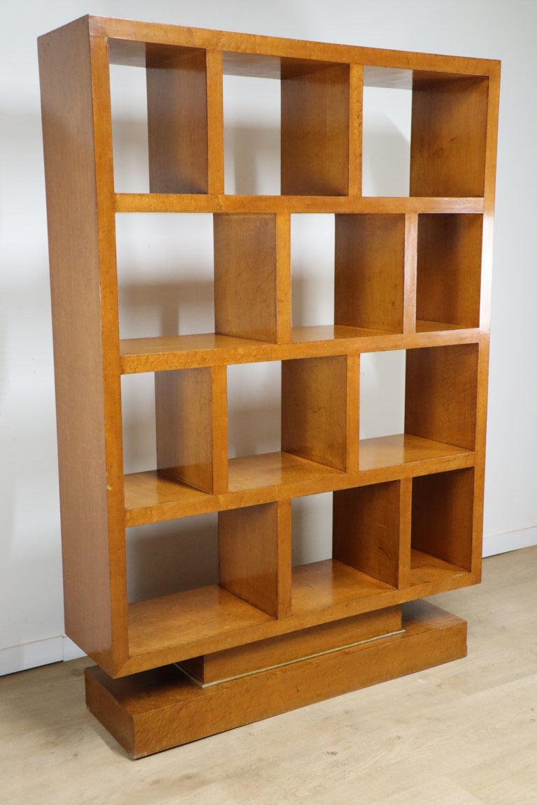 Bibliothèque Art Déco en bois de loupe d'orme, 1940