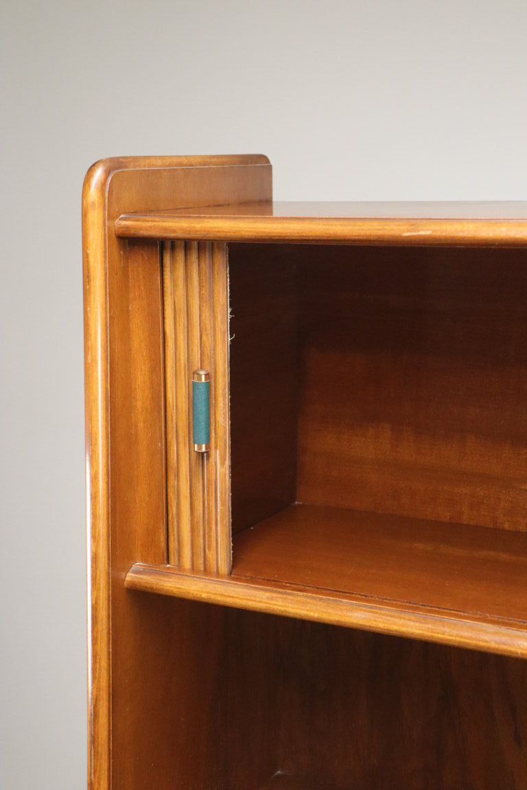 Bibliothèque vintage à portes coulissantes en bois, 1960