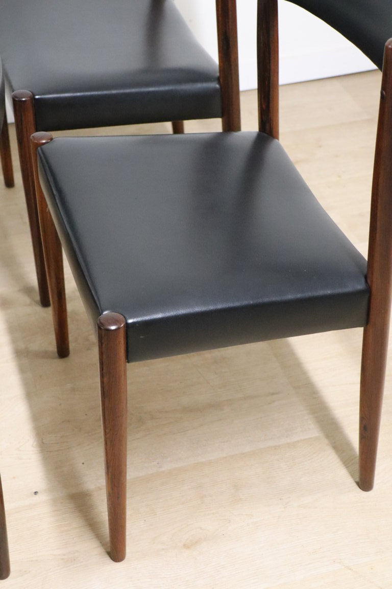 Série de 4 chaises scandinave Danemark en palissandre et skaï, 1960