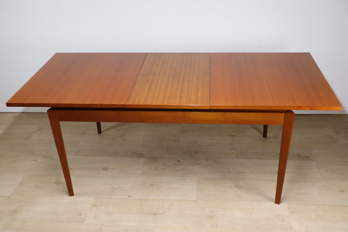 Table de repas vintage extensible en teck, 1960