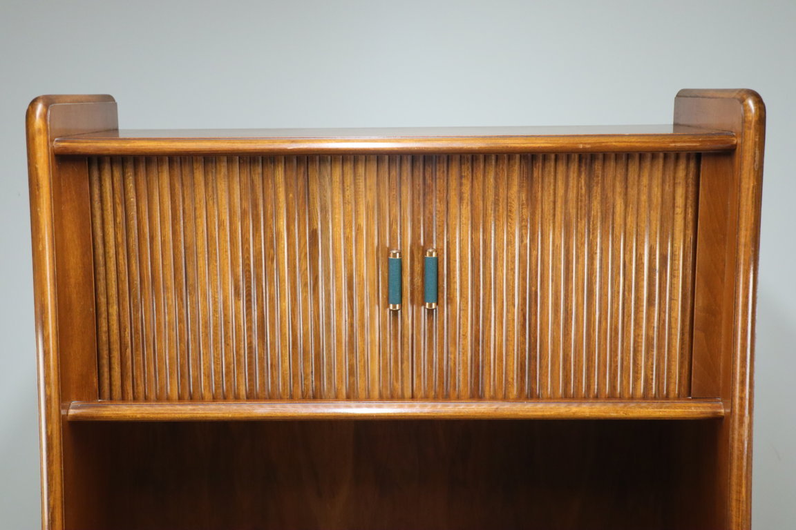 Bibliothèque vintage à portes coulissantes en bois, 1960