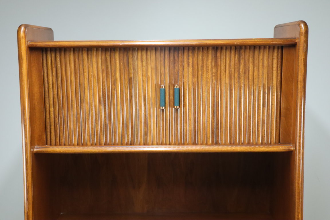 Bibliothèque vintage à portes coulissantes en bois, 1960