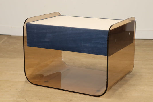 Table de chevet vintage Michel Dumas en plexiglass, 1970