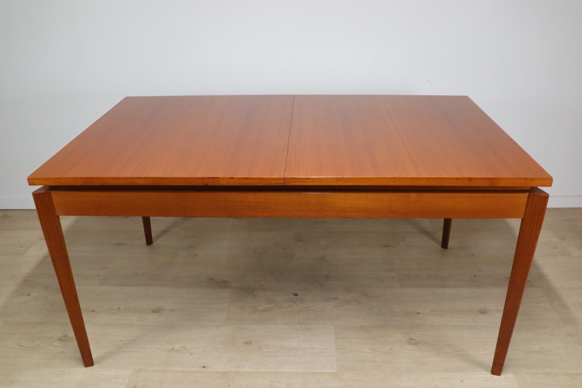 Table de repas vintage extensible en teck, 1960