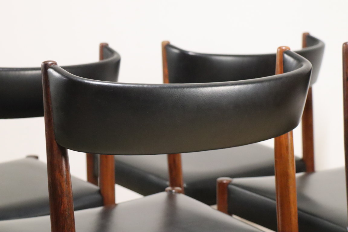 Série de 4 chaises scandinave Danemark en palissandre et skaï, 1960