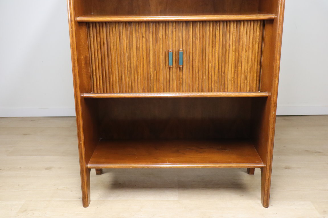 Bibliothèque vintage à portes coulissantes en bois, 1960