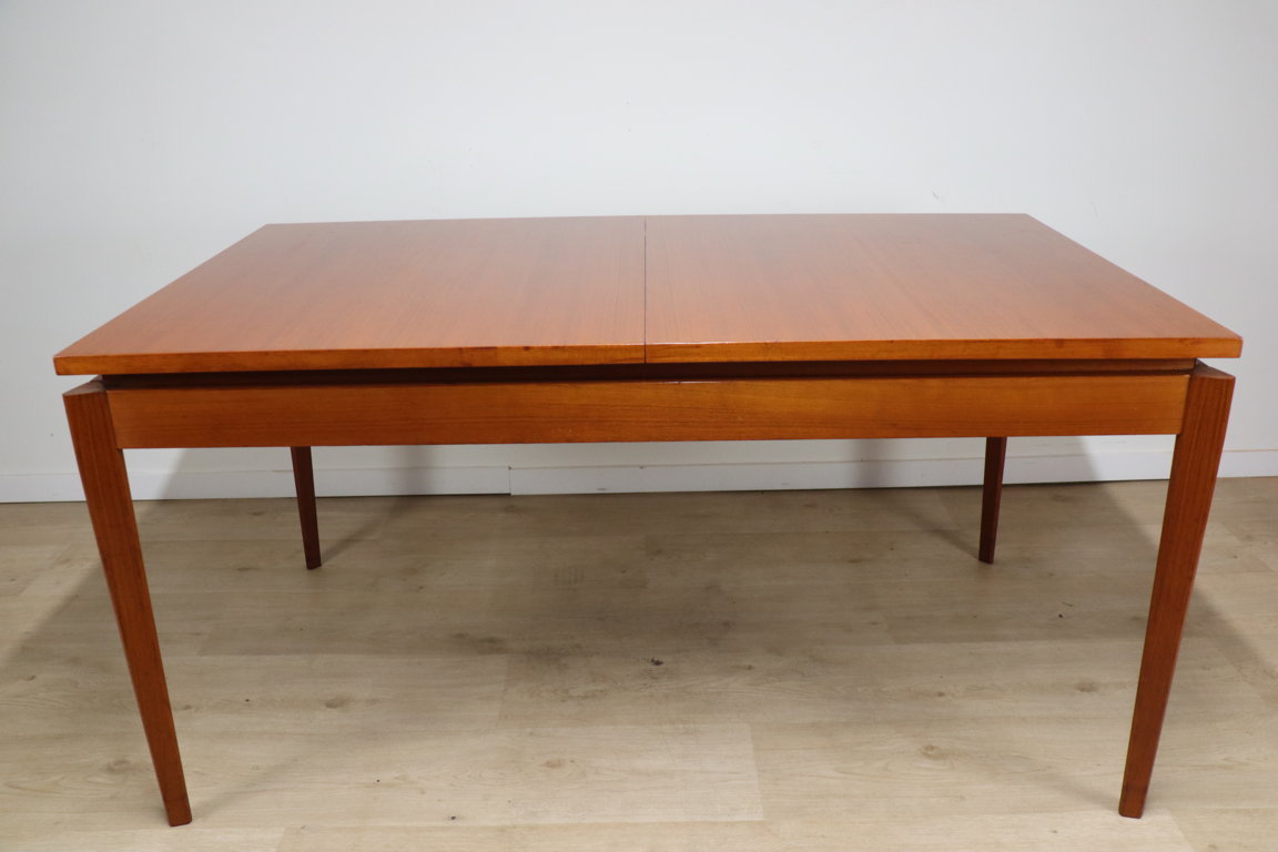 Table de repas vintage extensible en teck, 1960