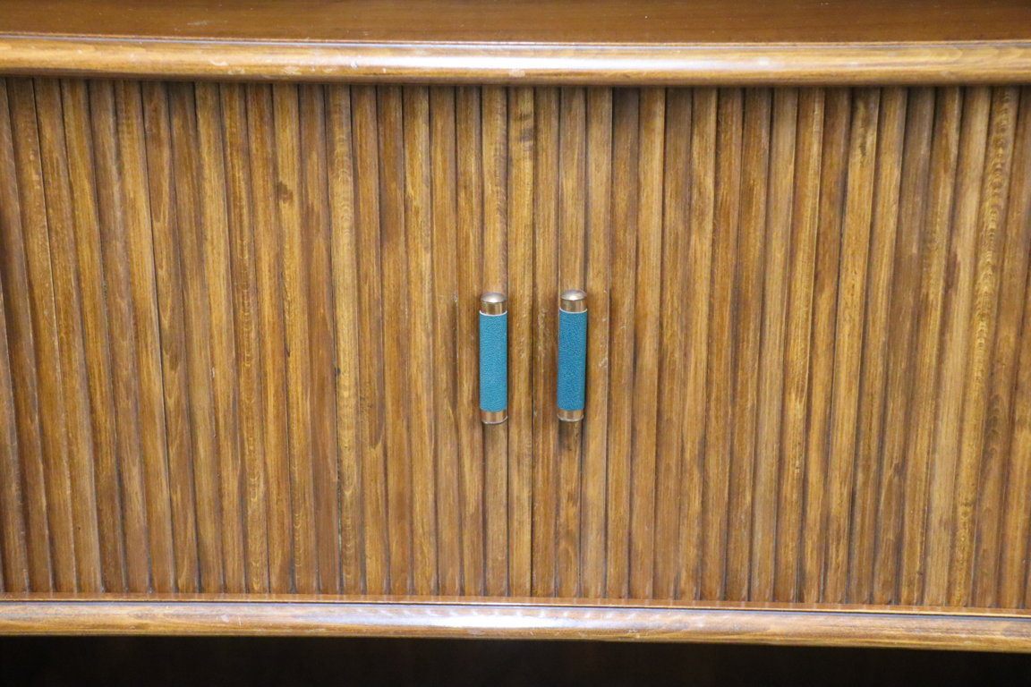 Bibliothèque vintage à portes coulissantes en bois, 1960