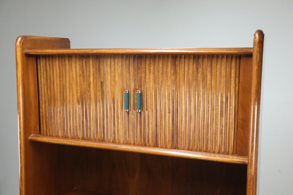 Bibliothèque vintage à portes coulissantes en bois, 1960