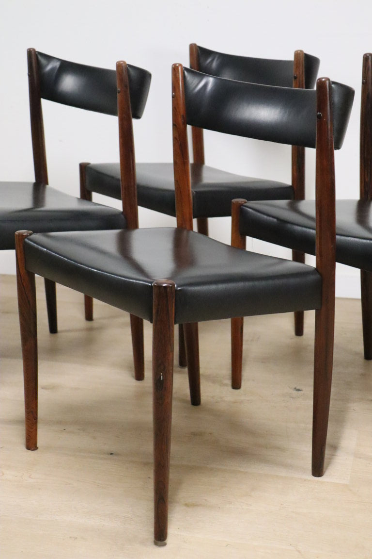 Série de 4 chaises scandinave Danemark en palissandre et skaï, 1960