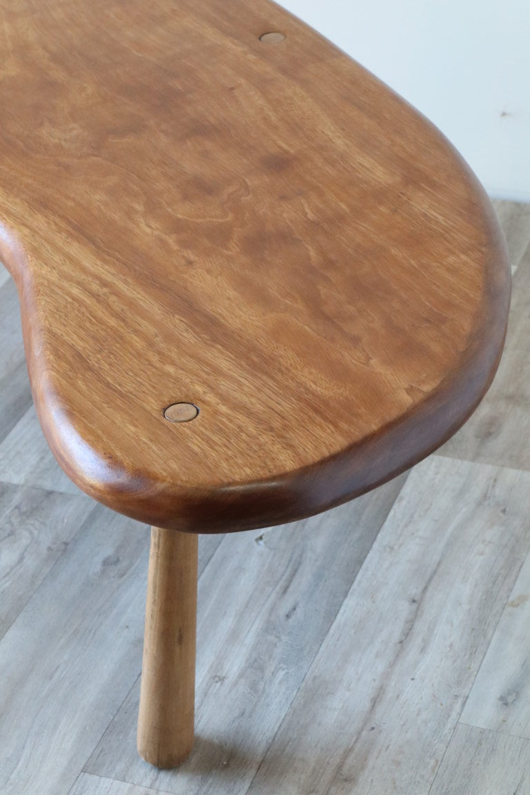 Table basse vintage "haricot" en bois massif, 1960