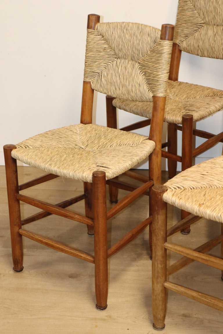 Série de 4 Chaises Charlotte Perriand Modèle "Bauche" Edition BCB