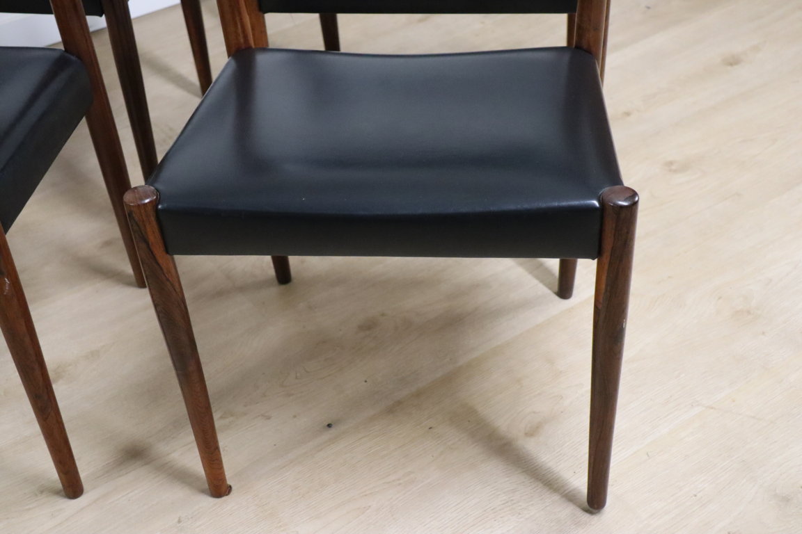 Série de 4 chaises scandinave Danemark en palissandre et skaï, 1960